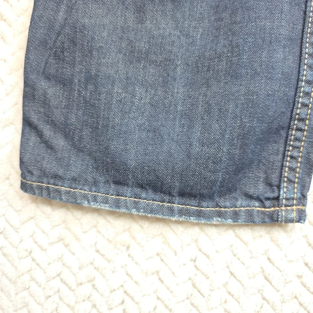 American Eagle Mens Low Rise Boot Jeans Dark Wash Blue 38x32‎ Whiskered Cotton